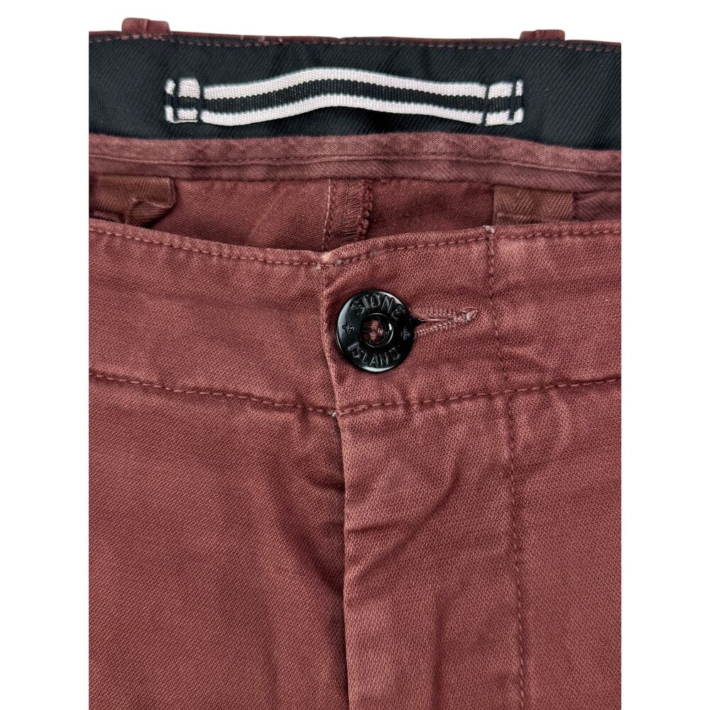 STONE ISLAND Chino Slim Fit Pants Type SK Size 34 Washed Maroon - Picture 4 of 9